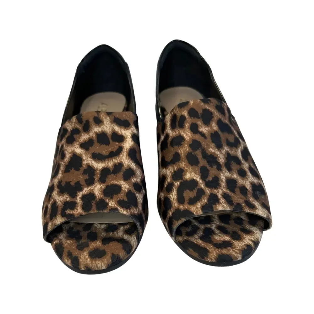 Aubrey Lynn Leopard print wedge open toe sandal, 6m